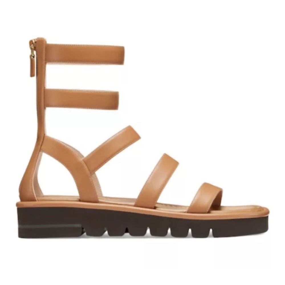 Stuart Weitzman Gala Lift Gladiator Back Zip Sandals Tan 8.5 - Picture 8 of 13